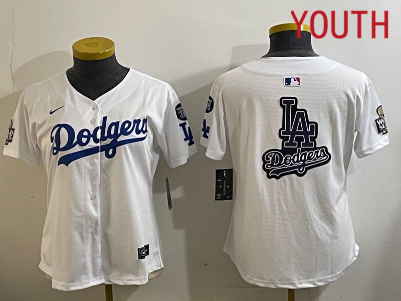 Youth Los Angeles Dodgers Blank White Game 2024 Nike MLB Jersey style 112126->youth mlb jersey->Youth Jersey